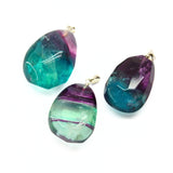 Fluorite, tumbled pendant with faceted sides and silver bail