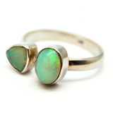Opal - silverring med 2 stenar