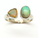 Opal - silverring med 2 stenar