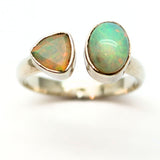 Opal - silverring med 2 stenar