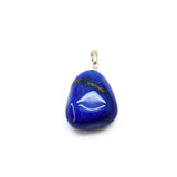 Lapis Lazuli, litet trumlat hänge med silverfäste