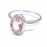 Morganite faceted, silver ring