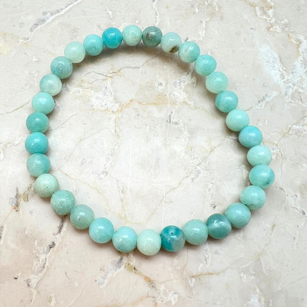 Amazonite, 6mm pearl bracelet