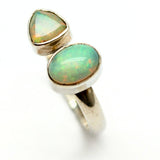 Opal - silverring med 2 stenar