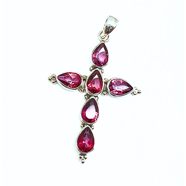 Topas rosa fasettslipad kors