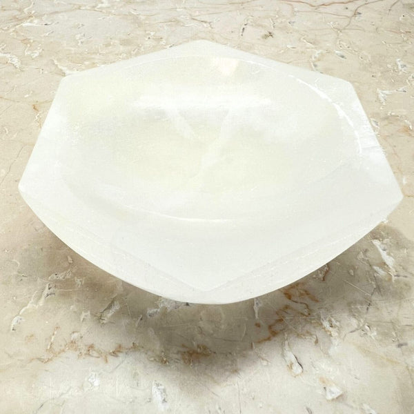 Selenit, hexagon skål