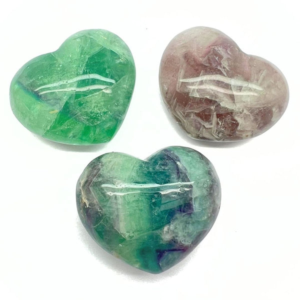 Fluorite heart rainbow fluorite