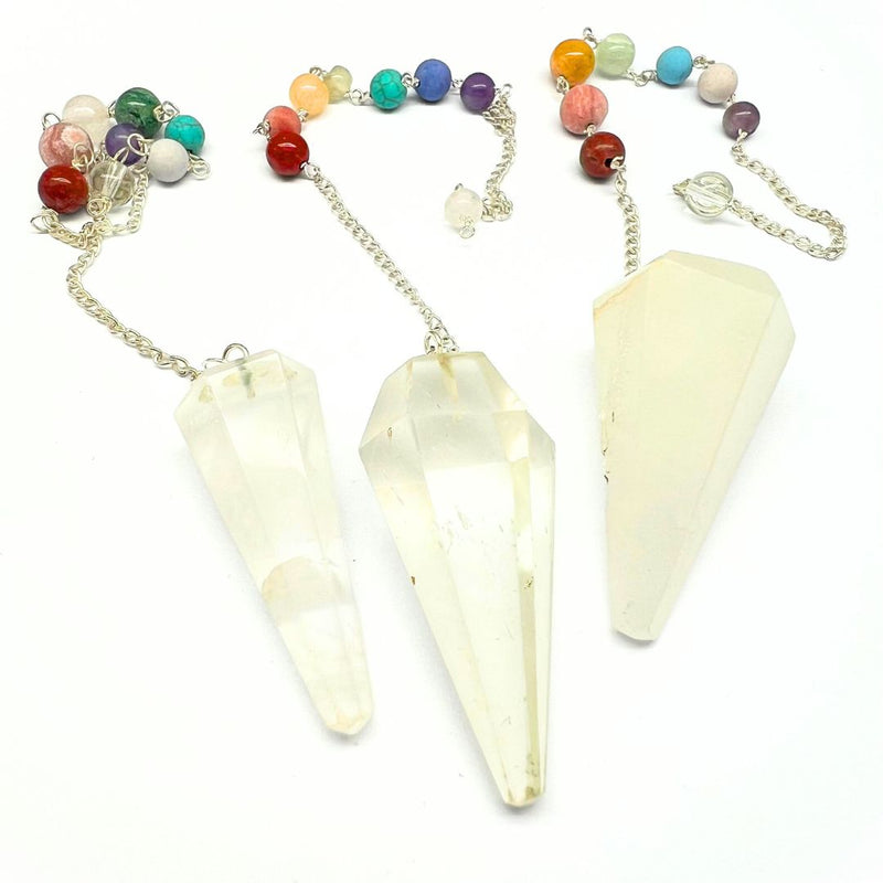 Rock crystal, pendulum chakra stone