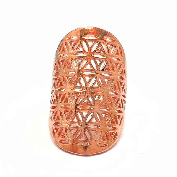 Flower of Life - bronze / red gold ring in bronze adjustable ring size