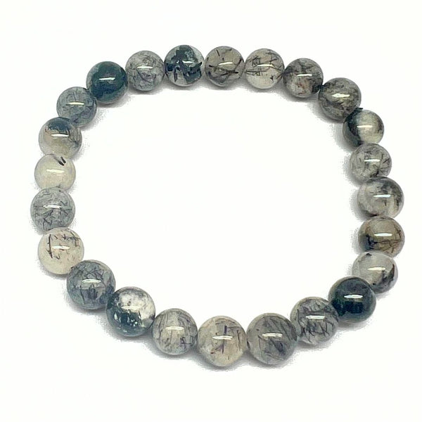 Rutile quartz, black rutiles 8 mm bracelet