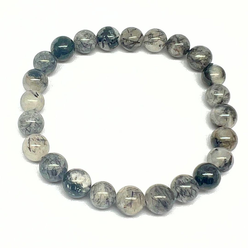 Rutile quartz, black rutiles 8 mm bracelet