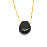 Onyx halsband med silver eller guldpläterad kedja