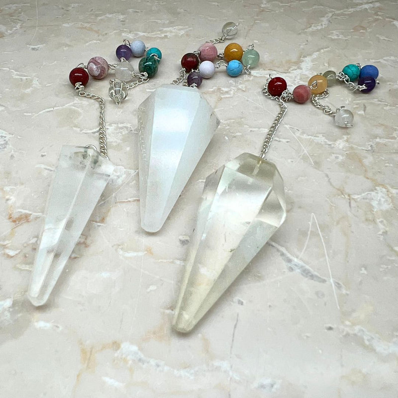 Rock crystal, pendulum chakra stone