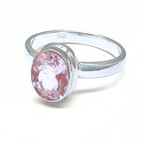 Morganite faceted, silver ring