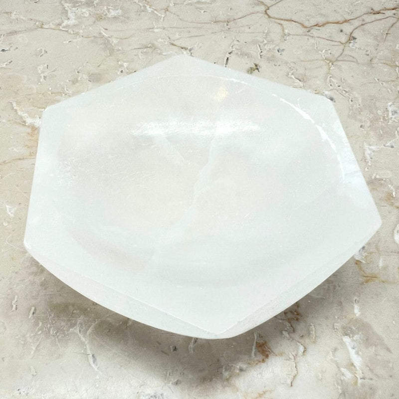 Selenit, hexagon skål
