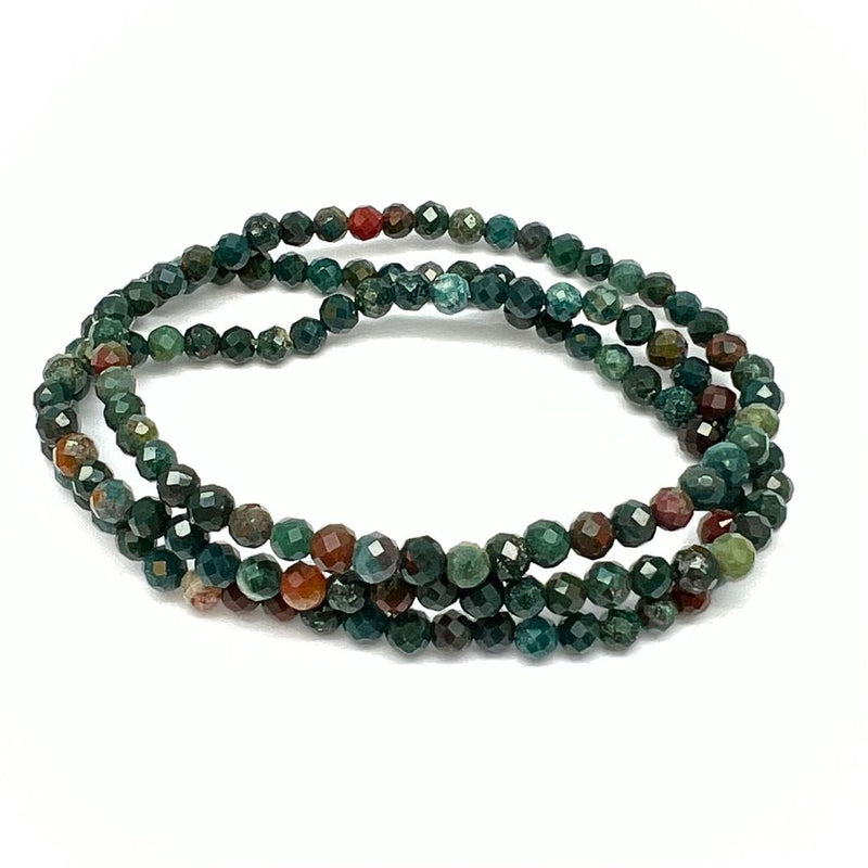 Blodjaspis, armband med fasettpärlor 4 mm
