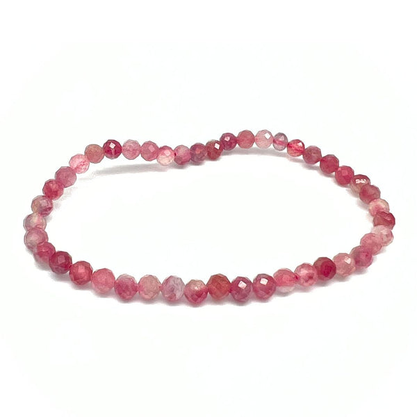 Rodonit, fasettslipat armband 4 mm
