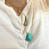 Amazonit  halsband med silver eller guldpläterad kedja