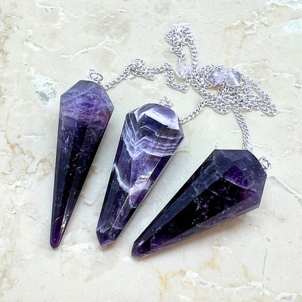 Amethyst, faceted pendant 12 facets