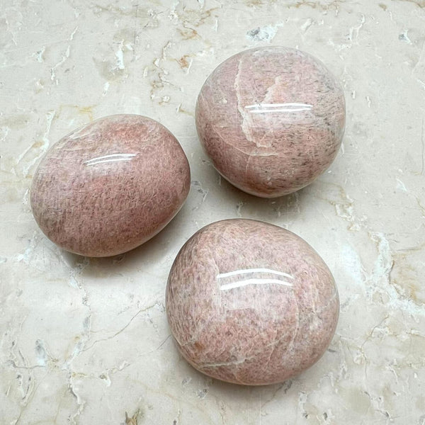 Peach moonstone, AA polished palmstone