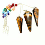Tiger eye pendant with chakra stones 12 facets