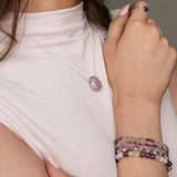 Lepidolite necklace with silver or gold-plated chain