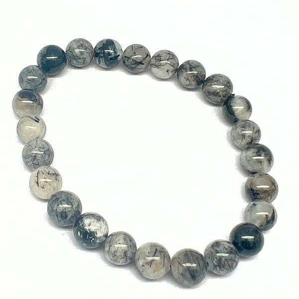 Rutile quartz, black rutiles 8 mm bracelet