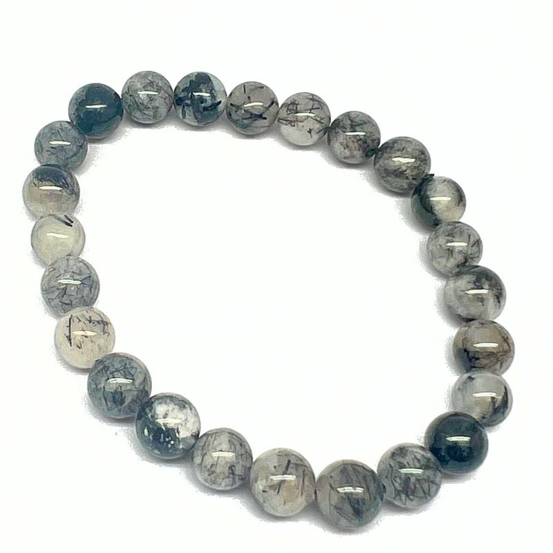 Rutile quartz, black rutiles 8 mm bracelet