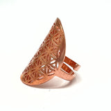 Flower of Life - brons / rött guld ring i brons ställbar ringstorlek