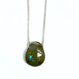 Labradorite necklace with silver or gold plated chain