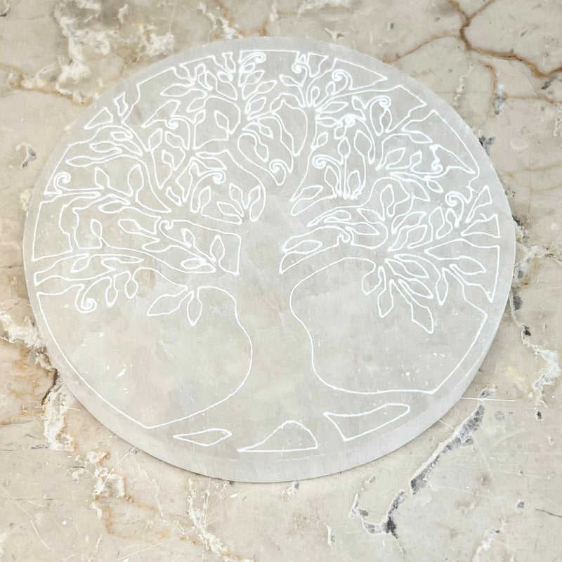 Selenit, slipad platta livets träd