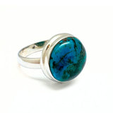 Krysokolla från Peru unik silverring storlek 9