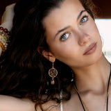 Citrine, pendant in the form of a dream catcher, gold-plated