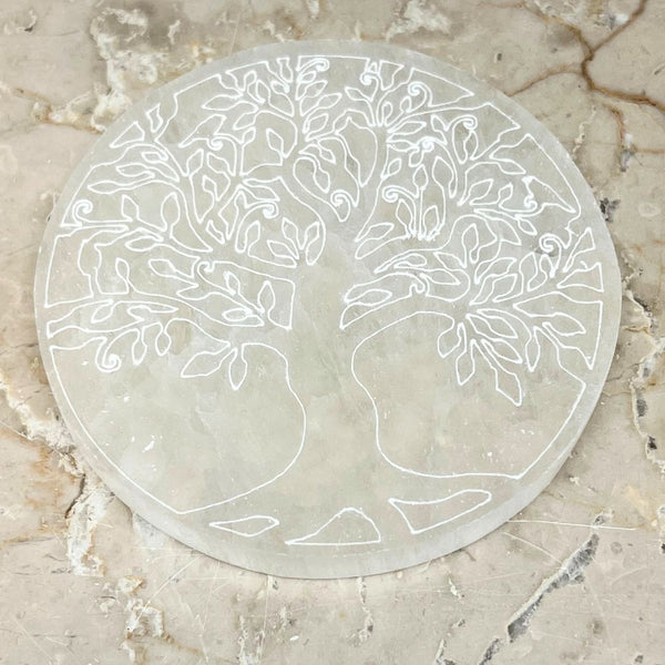 Selenite, ground flat tree of life