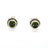 Peridot, stiftörhänge silver med filigran