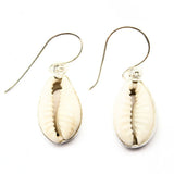 Seashell - Cowrie shell in silver earring