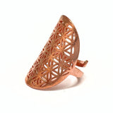 Flower of Life - brons / rött guld ring i brons ställbar ringstorlek