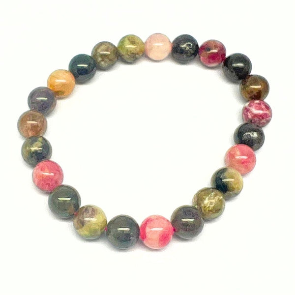 Turmalin mix, armband runda pärlor 8 mm