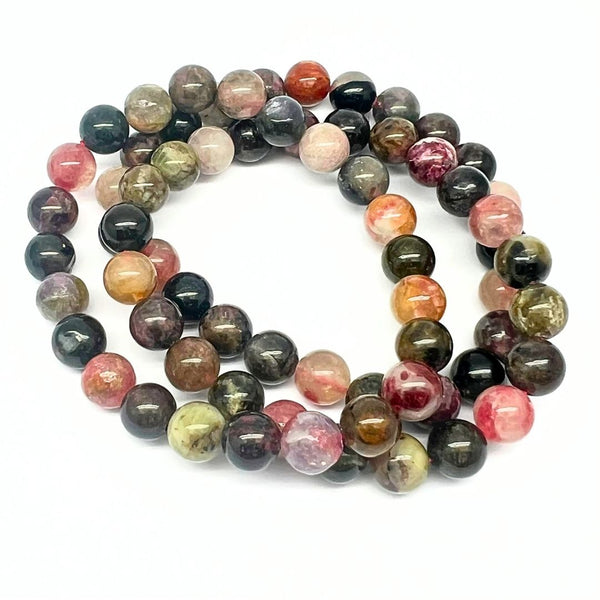 Turmalin mix, armband runda pärlor 8 mm
