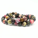 Turmalin mix, armband runda pärlor 8 mm