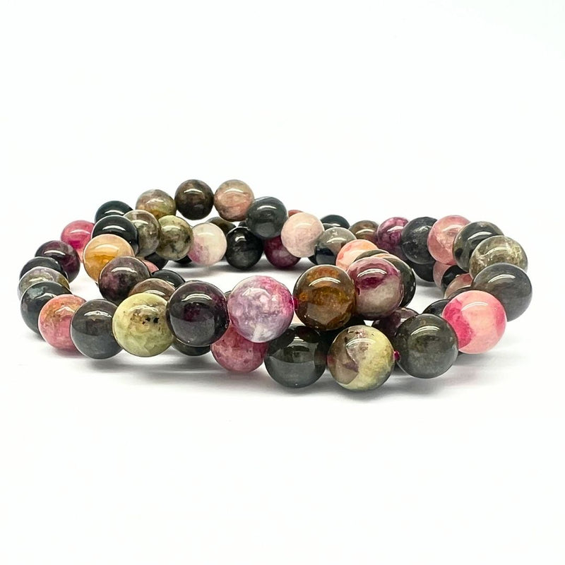 Turmalin mix, armband runda pärlor 8 mm