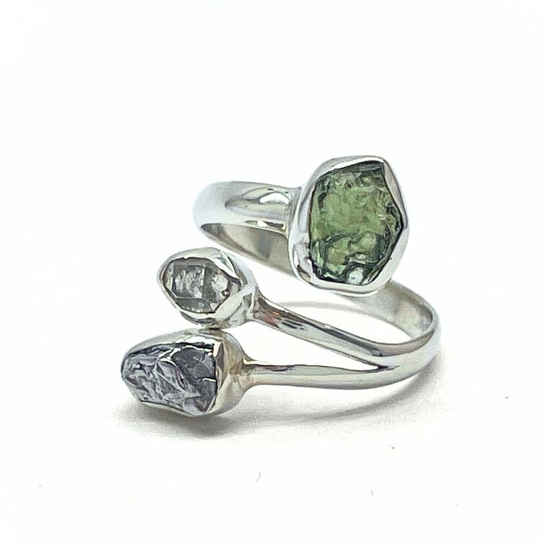 Moldavite, raw set in a silver pendant