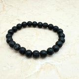 Bracelet with lava &amp; silver 8 mm