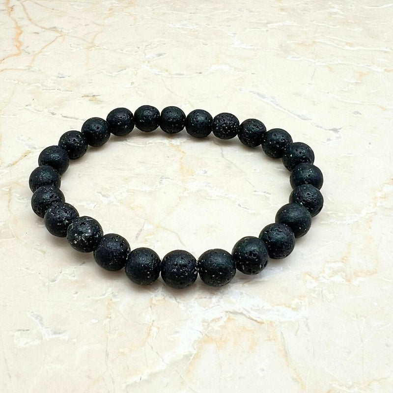 Bracelet with lava &amp; silver 8 mm