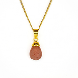 Jordgubbskvarts, Dew Kristalldroppe guldpläterad silverfattning