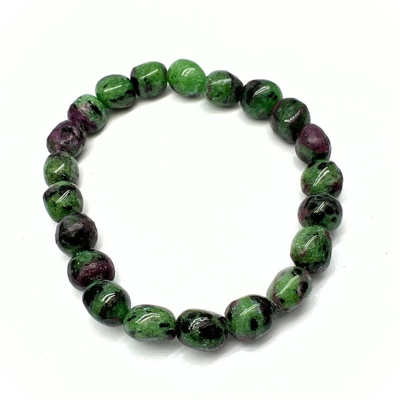 Zoisite with ruby, tumbled bracelet