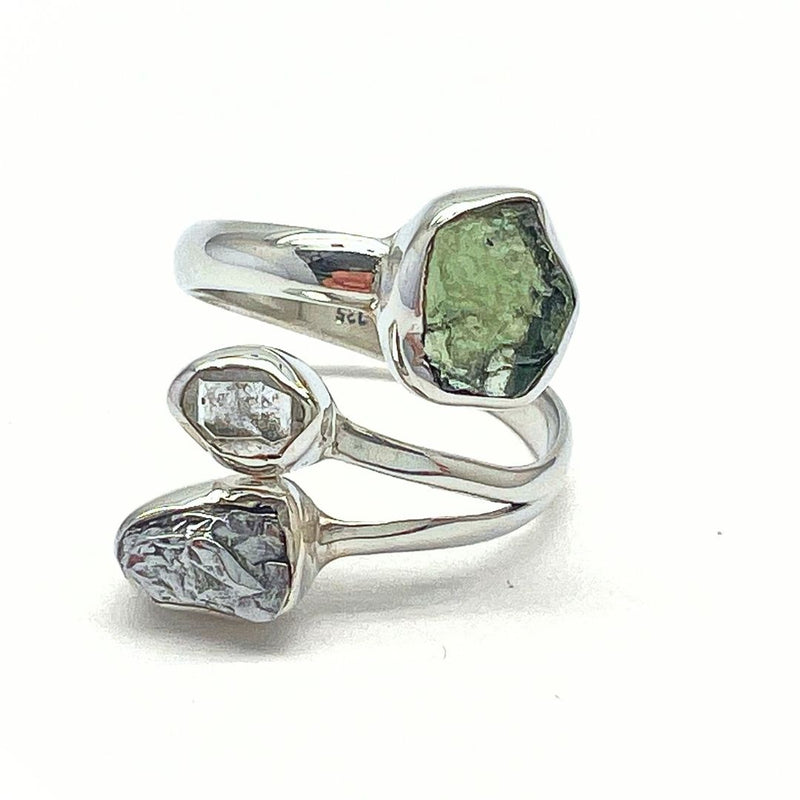 Moldavite, raw set in a silver pendant