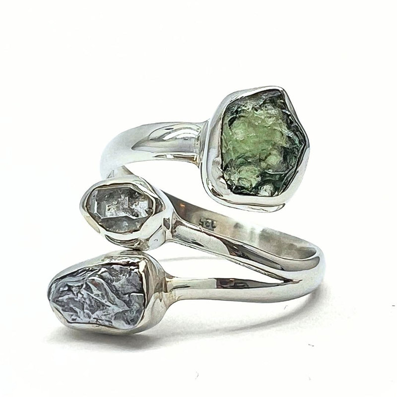 Moldavite, raw set in a silver pendant