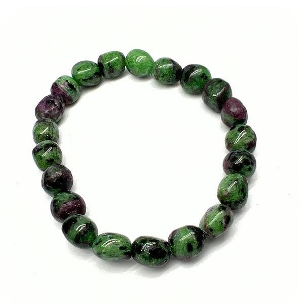 Zoisite with ruby, tumbled bracelet