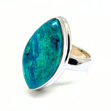 Krysokolla silverring i toppklass storlek 5